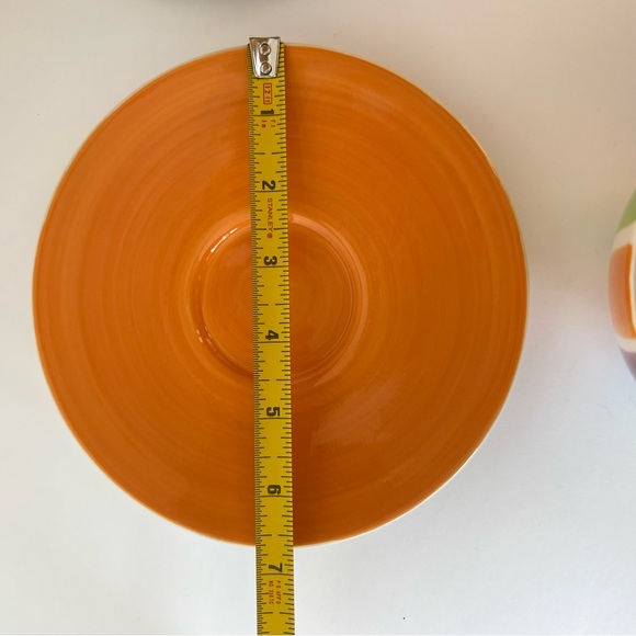 Vintage Hand Painted Cabana Stripes Cup & Saucer Set of 2 Canhome Thailand - Picture 8 of 11